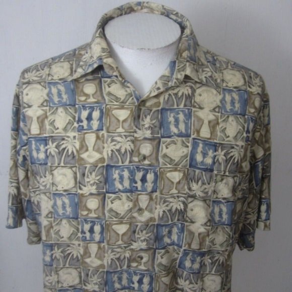 Campia Moda vintage Men Hawaiian camp shirt p2p 24 L aloha luau tropical rayon - Picture 4 of 9